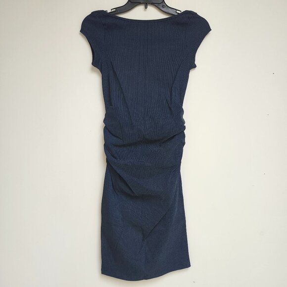 Soon Maternity Women's Navy Dot Midi Dress W/High Neckline Size XS, S & L - Picture 1 of 6